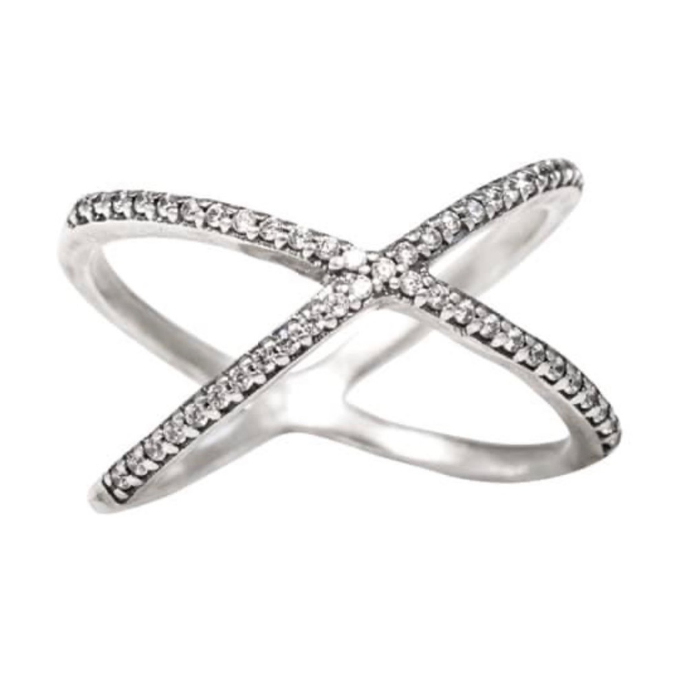 Grace & Heart G&H CRISS CROSS Ring Size 9 CZ & .925 Sterling Silver Jewelry NEW! - Picture 4 of 5